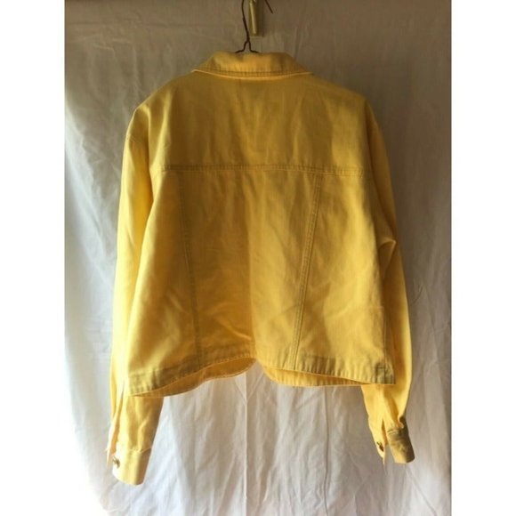 Vintage City Girl Cropped Yellow Embroidered Jacket Size 12 Button Up - Picture 3 of 4